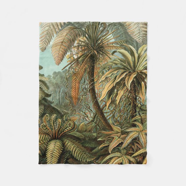 Ferns Palm Tree Antique Botanischer Garten Fleecedecke (Vorderseite)