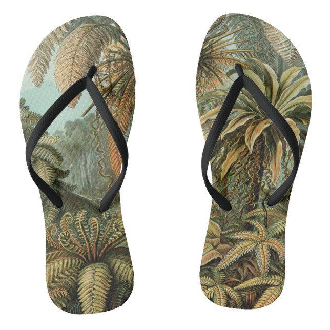 Ferns Palm Tree Antique Botanischer Garten Flip Flops (Fußbett)