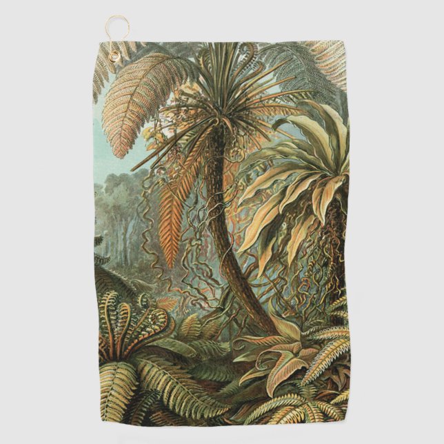 Ferns Palm Tree Antique Botanischer Garten Golfhandtuch (Vorderseite)