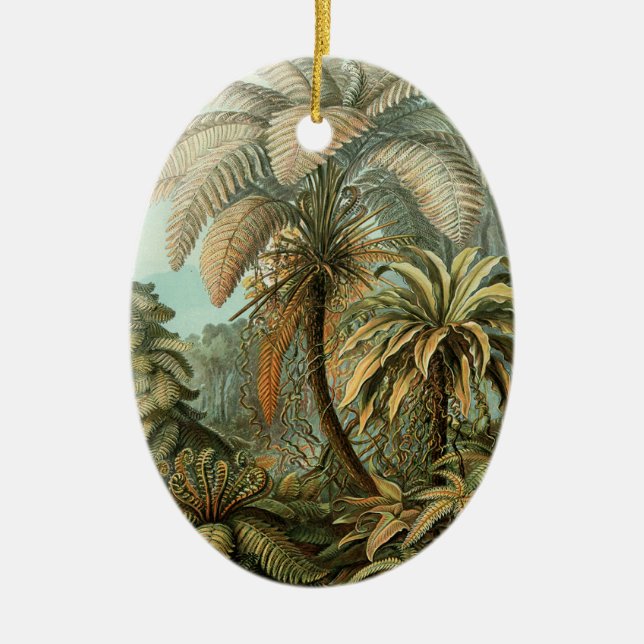Ferns Palm Tree Antique Botanischer Garten Keramikornament (Vorne)