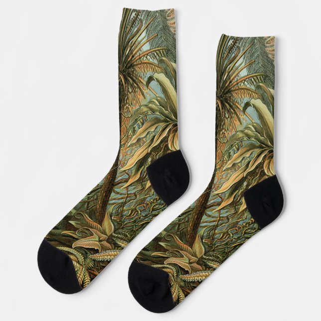 Ferns Palm Tree Antique Botanischer Garten Socken (Linkes Detail)