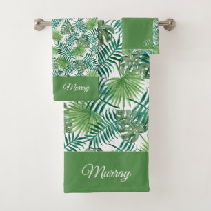 Ferns & Palms mit Monogramm Badhandtuch Set