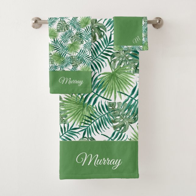 Ferns & Palms mit Monogramm Badhandtuch Set (Insitu)