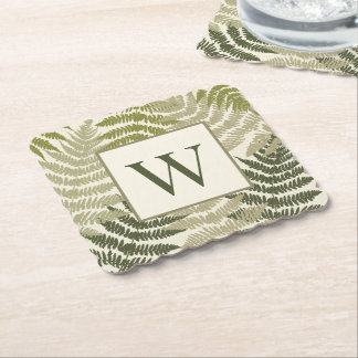 Ferns Pattern Custom Monogram  Untersetzer