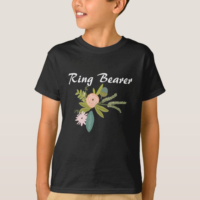 Ferns Rose Acorns Ring Bearer Hochzeit T-Shirt (Vorderseite)