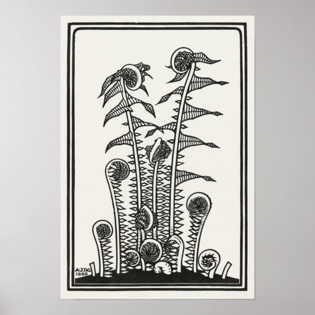 Ferns von Julie de Graag Art Nouveau Poster (Vorne)