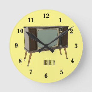 Fernseh-Cartoon-Illustration Runde Wanduhr