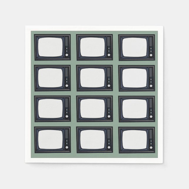 Fernsehaltes klassisches Retro-TV-Muster Party Serviette (Vorderseite)