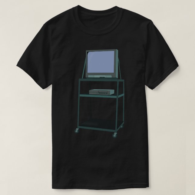 Fernseher und Videorecorder im Klassenzimmer 80er  T-Shirt (Design vorne)