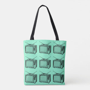 Fernseher Vintage Illustration Tote-Tasche