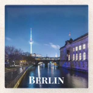 Fernsehturm und Museumsinsel in Berlin, Deutschlan Glasuntersetzer