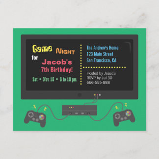 Fernsehvideospiel-NachtParty Einladungen