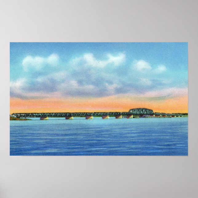 Fernsicht auf den See auf die Neue Brücke Poster (Vorne)