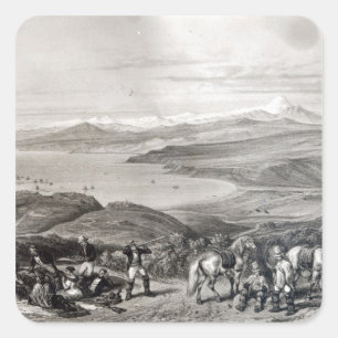 Fernsicht auf den Vulkan Aconcagua Quadratischer Aufkleber