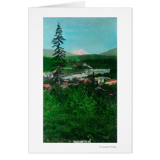 Fernsicht auf Gletscherspitze und Stadt (Vorne)