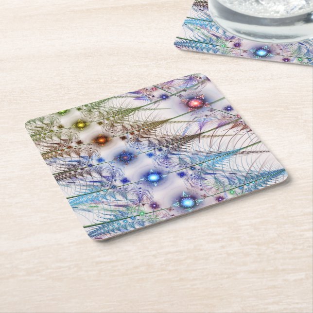 Ferns'N Blume Abstrakt Rechteckiger Pappuntersetzer (angewinkelt)