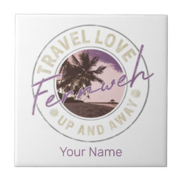 Fernweh Palm und Beach Vintage Reise Souvenir Fliese