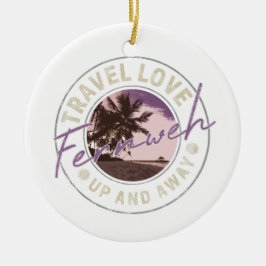 Fernweh Palm und Beach Vintage Reise Souvenir Keramik Ornament