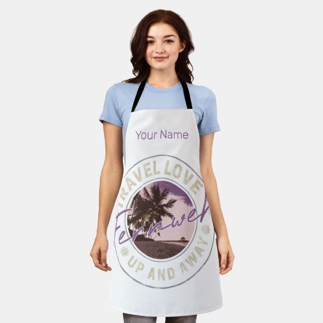 Fernweh Palm und Beach Vintage Reise Souvenir Schürze (Getragen)