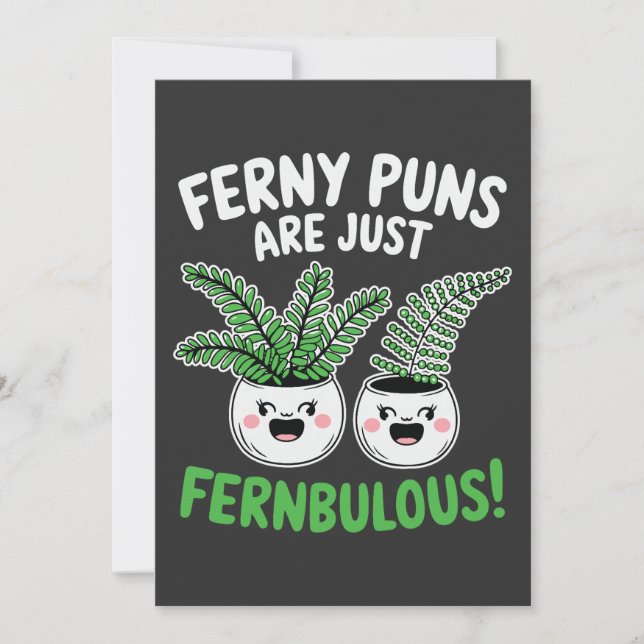 Ferny Puns – Fernbulous! Lustiges Farn-Design Karte (Vorderseite)