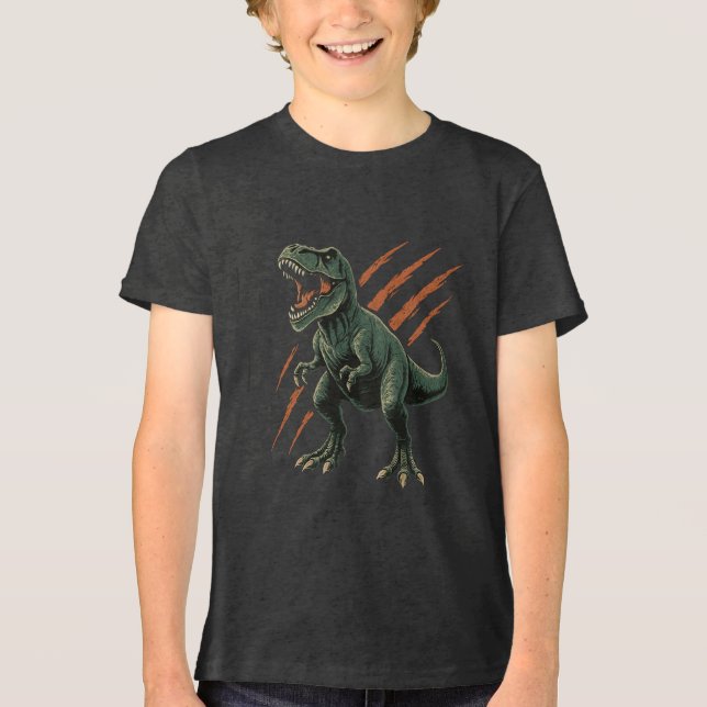Ferocious T-Rex mit Kaschmarken Tri-Blend Shirt (Vorderseite)
