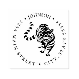 Ferocious Tiger Illustration Rückgabezeichen Permastempel