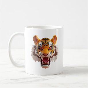 Ferocious Tiger im Cartoon-Stil mit Ausdruck. Kaffeetasse