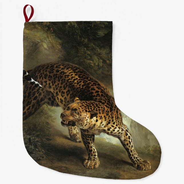 Ferocious Wild Leopard (von Jean-Baptiste Oudry) Großer Weihnachtsstrumpf (Vorderseite)