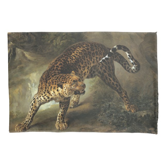 Ferocious Wild Leopard (von Jean-Baptiste Oudry) Kissenbezug (Vorderseite-Links)