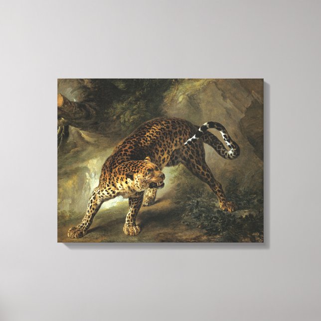 Ferocious Wild Leopard (von Jean-Baptiste Oudry) Leinwanddruck (Vorderseite)