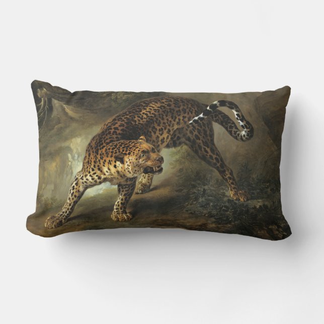 Ferocious Wild Leopard (von Jean-Baptiste Oudry) Lendenkissen (Vorderseite)