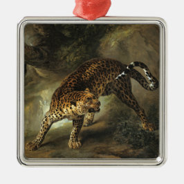 Ferocious Wild Leopard (von Jean-Baptiste Oudry) Ornament Aus Metall