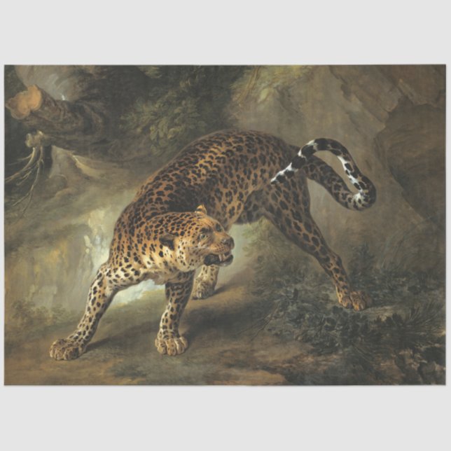 Ferocious Wild Leopard (von Jean-Baptiste Oudry) Seidenpapier (Vorderseite)