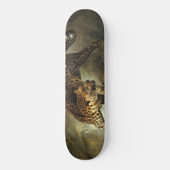 Ferocious Wild Leopard (von Jean-Baptiste Oudry) Skateboard (Vorderseite)