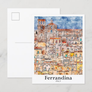 Ferrandina Italien Reise Wasserfarbe Handgezeichne Postkarte