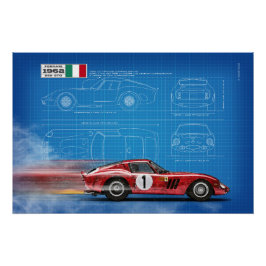 Ferrari 250GTO Blueprint Poster