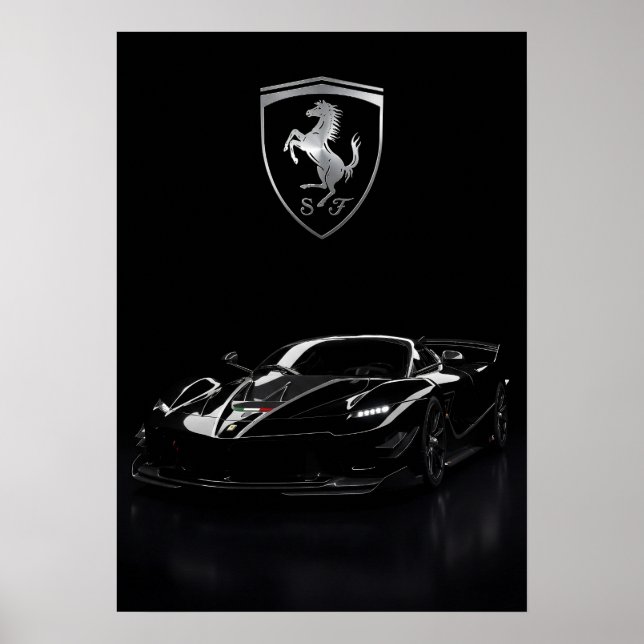 Ferrari FXX-K Black Hypercar | Dunkler Supersportw Poster (Vorne)