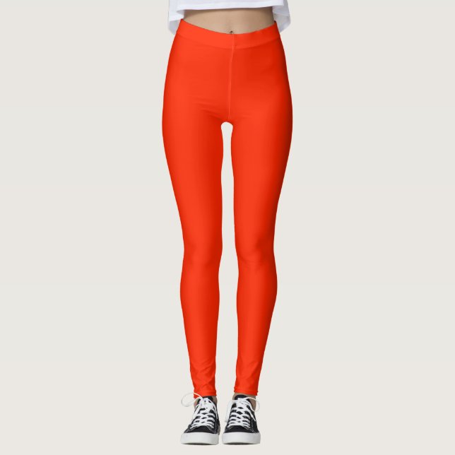 Ferrari Red Solid Schlicht Color Leggings (Vorderseite)
