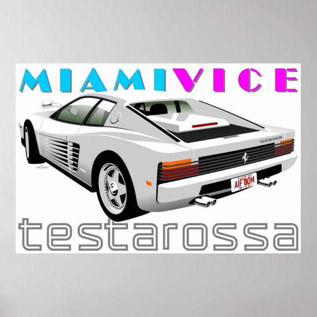 Ferrari Testarossa von Miami Vice Poster (Vorne)