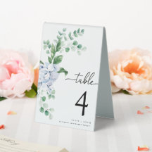 Ferras Blue Hydrangea Wedding Tischnummer