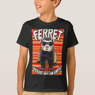 Ferret Coolstes Haustier Auf Erden Retro Sungles L T-Shirt