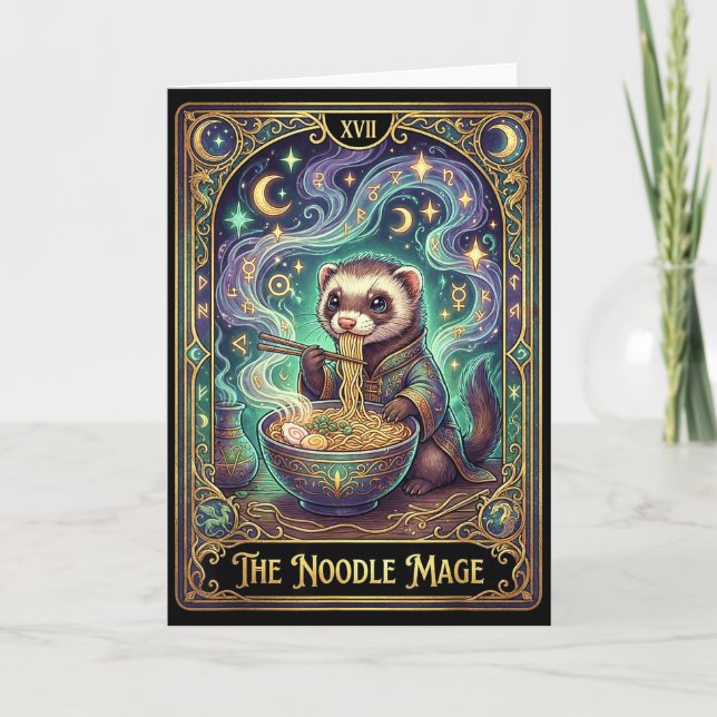 Ferret Eating Ramen Tarot Card Japanese Kawaii Pet Karte (Vorderseite)