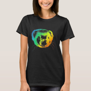 Ferret farbenfroher Regenbogen Retro T-Shirt