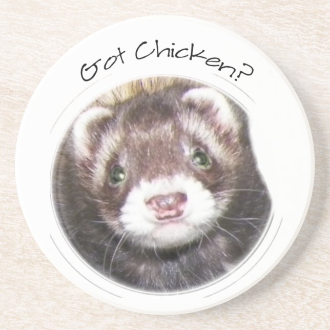 Ferret Gesicht Bild Got Hühnchen? Sandstein Untersetzer (Vorne)
