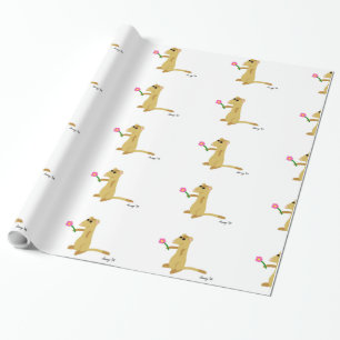 Ferret hält ein Blume Wrapping Paper Geschenkpapier