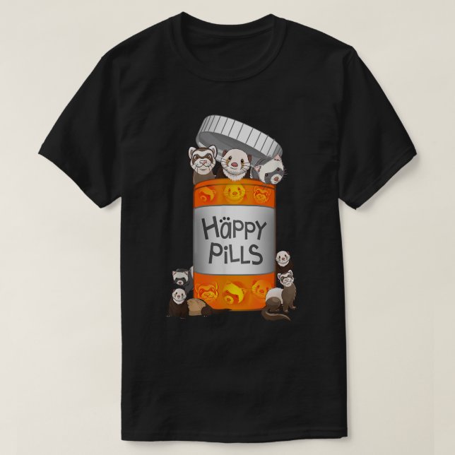Ferret Happy Pills T-Shirt (Design vorne)