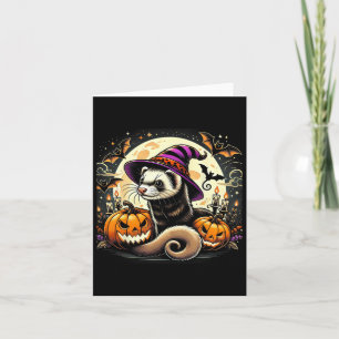 Ferret Hexe Halloween - Spooky Pumpkin Bats Art Karte