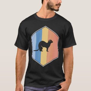 Ferret mit Retrofarben in einem Hexagon T-Shirt