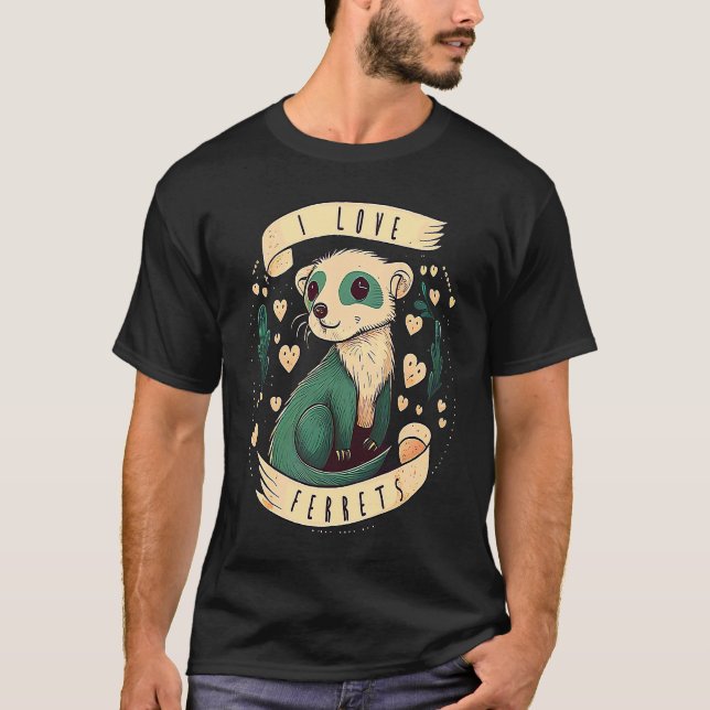 Ferret Mom Dad Mustela Nigripes T-Shirt (Vorderseite)