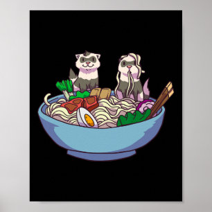 Ferret Ramen Noodles Anime Kawaii Japanisch Otaku  Poster